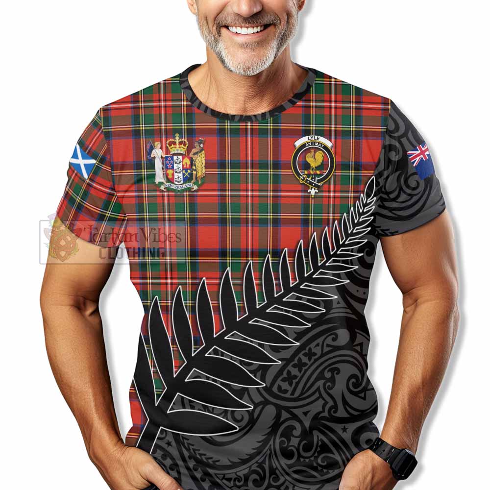 Lyle Crest Tartan T-Shirt with New Zealand Silver Fern Half Style - Tartan Vibes Clothing