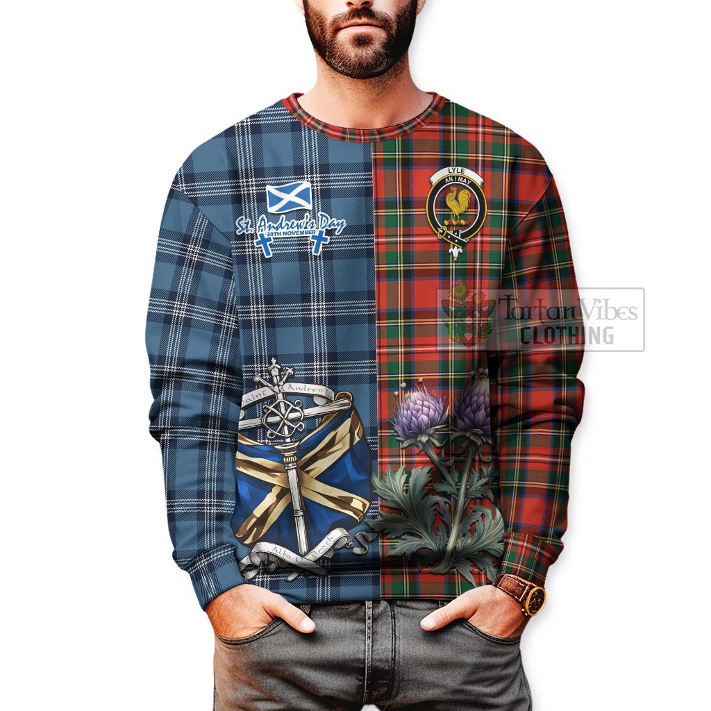 Lyle Tartan Sweatshirt Happy St. Andrew's Day Half Tartan Style - Tartan Vibes Clothing