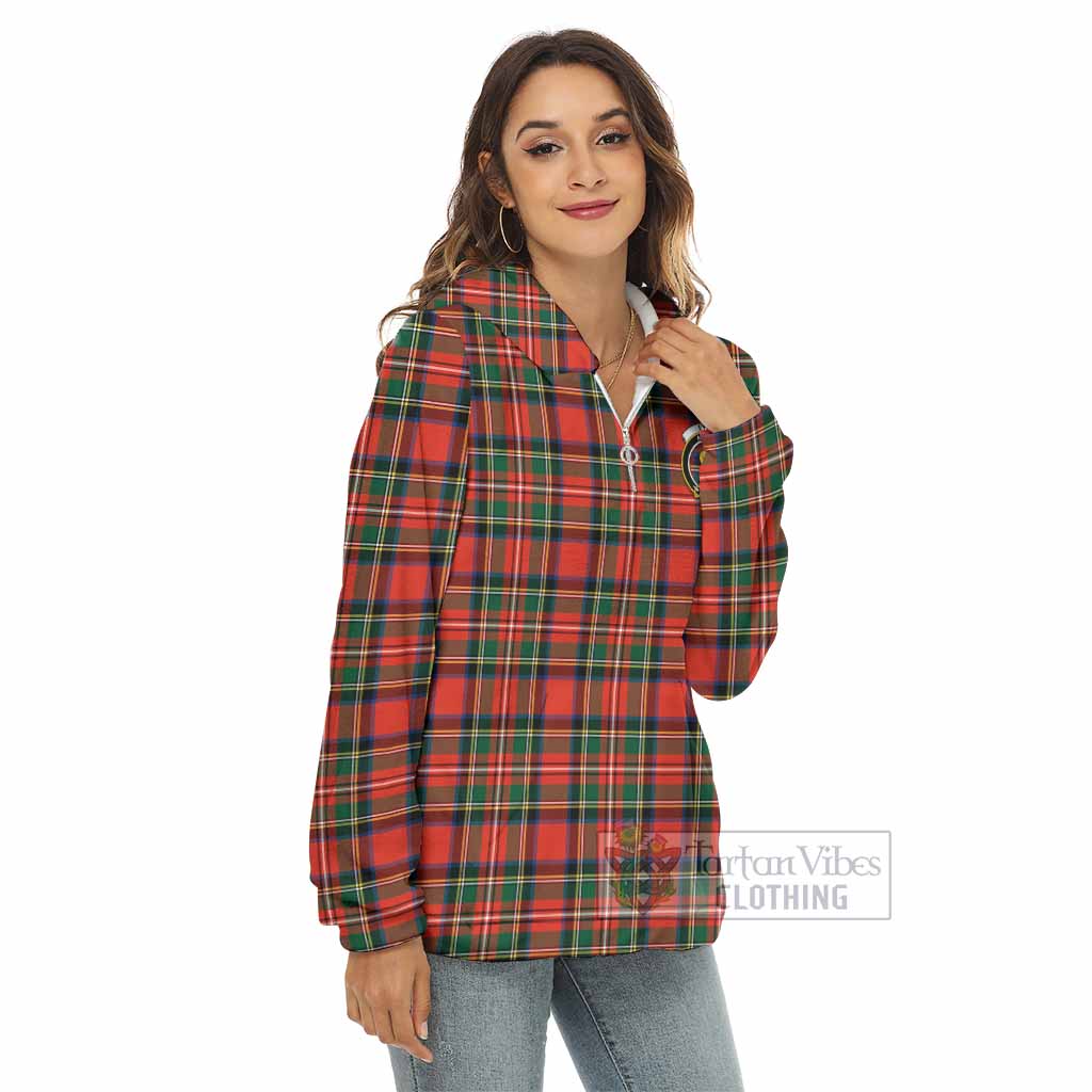 Lyle Tartan Women's Borg Fleece Hoodie with Half Zip with Family Crest - Tartan Vibes Clothing