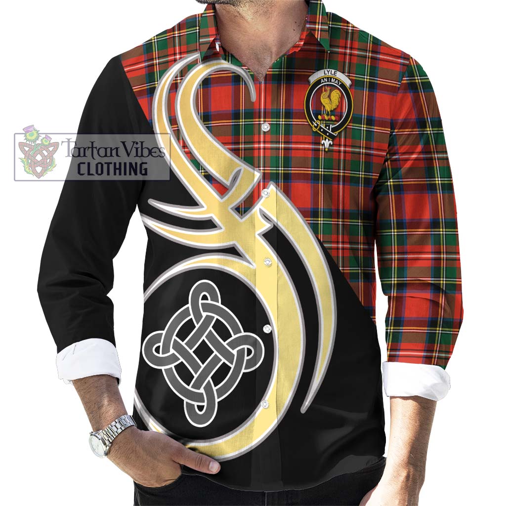 Lyle Tartan Long Sleeve Button Shirt with Family Crest and Celtic Symbol Style - Tartan Vibes Clothing