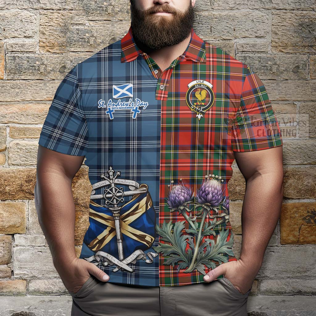 Lyle Tartan Polo Shirt Happy St. Andrew's Day Half Tartan Style - Tartan Vibes Clothing