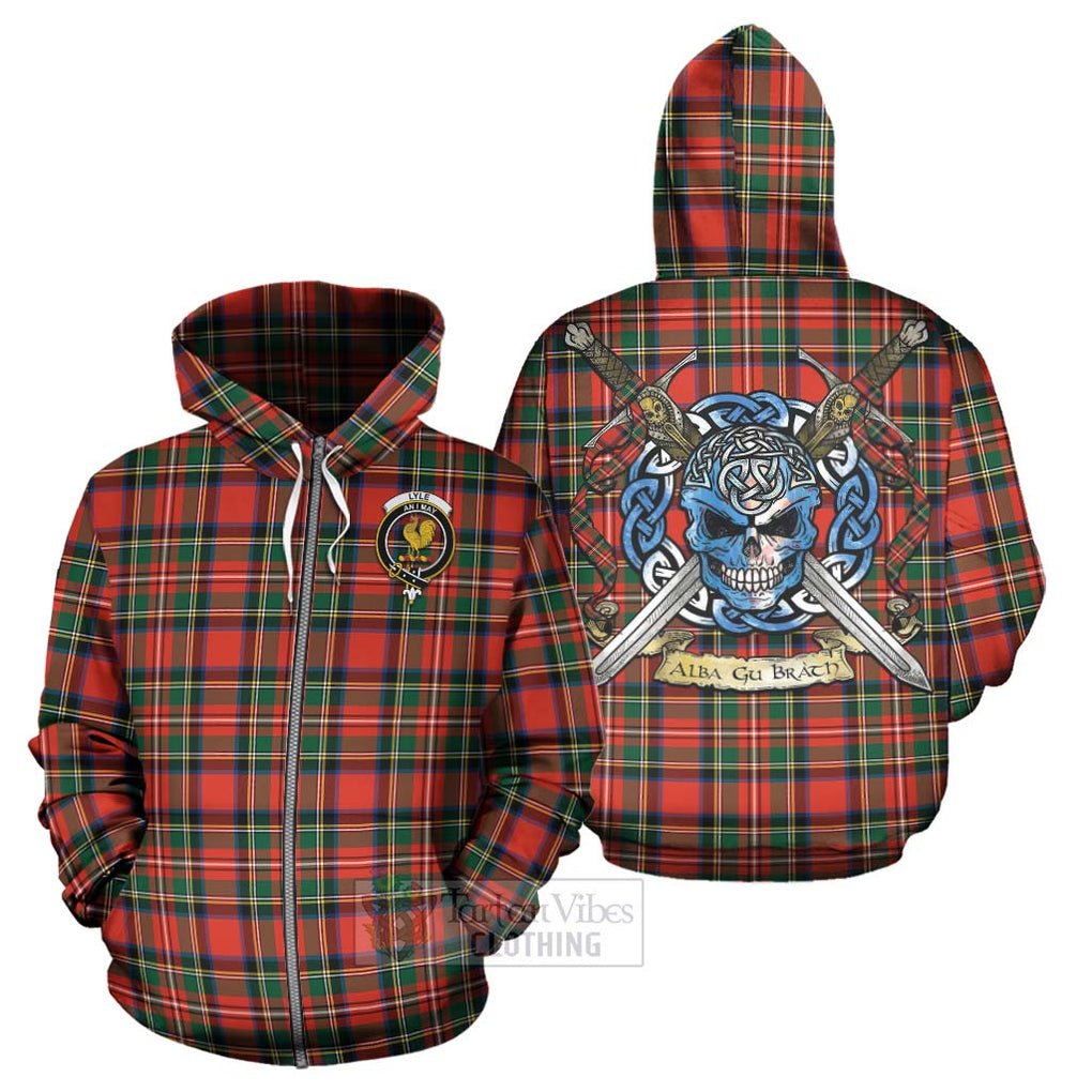 Lyle Tartan Hoodie with Family Crest Celtic Skull Style - Tartan Vibes Clothing