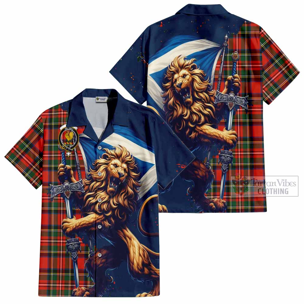 Lyle Tartan Family Crest Hawaiian Shirt with Scottish Majestic Lion - Tartan Vibes Clothing