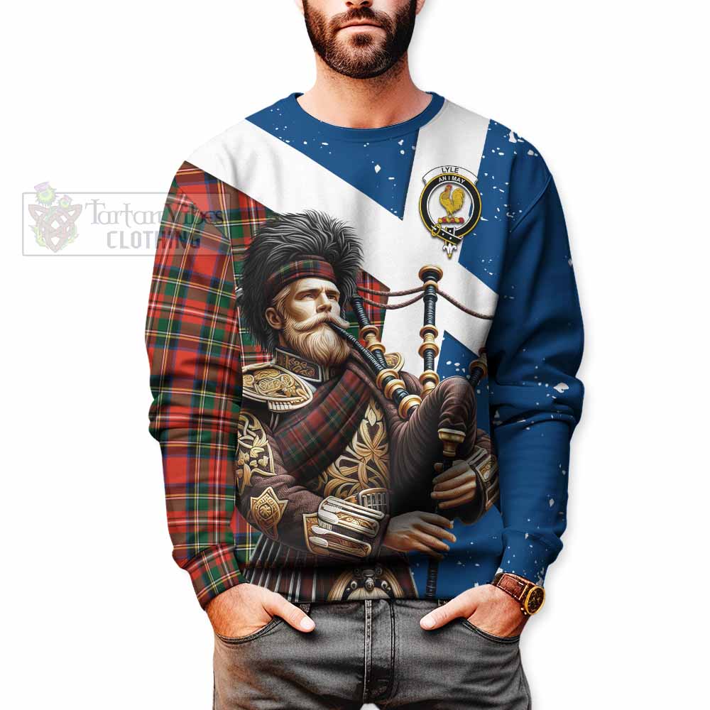 Lyle Tartan Sweatshirt with Family Crest Scottish Bagpiper Vibes - Tartan Vibes Clothing