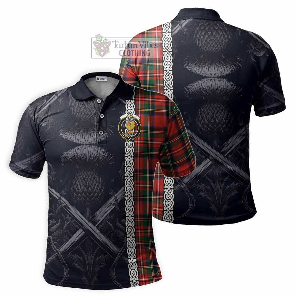 Lyle Tartan Polo Shirt with Family Crest Cross Sword Thistle Celtic Vibes - Tartan Vibes Clothing