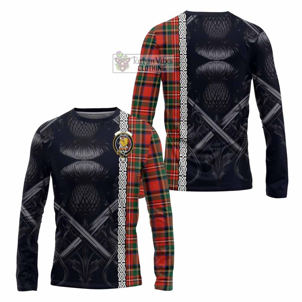 Lyle Tartan Long Sleeve T-Shirt with Family Crest Cross Sword Thistle Celtic Vibes - Tartan Vibes Clothing