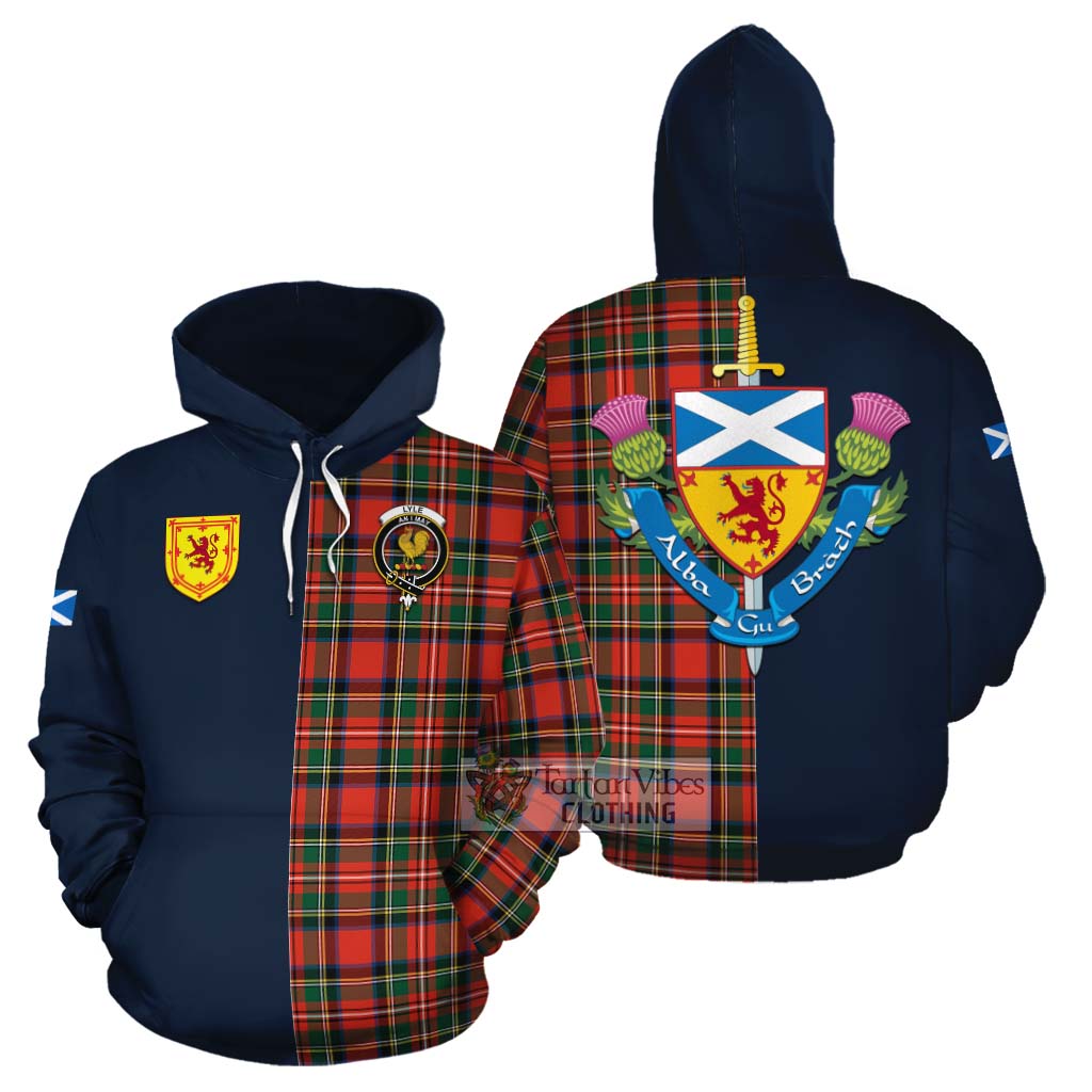 Lyle Tartan Cotton Hoodie Alba with Scottish Lion Royal Arm Half Style Zip Hoodie - Tartan Vibes Clothing