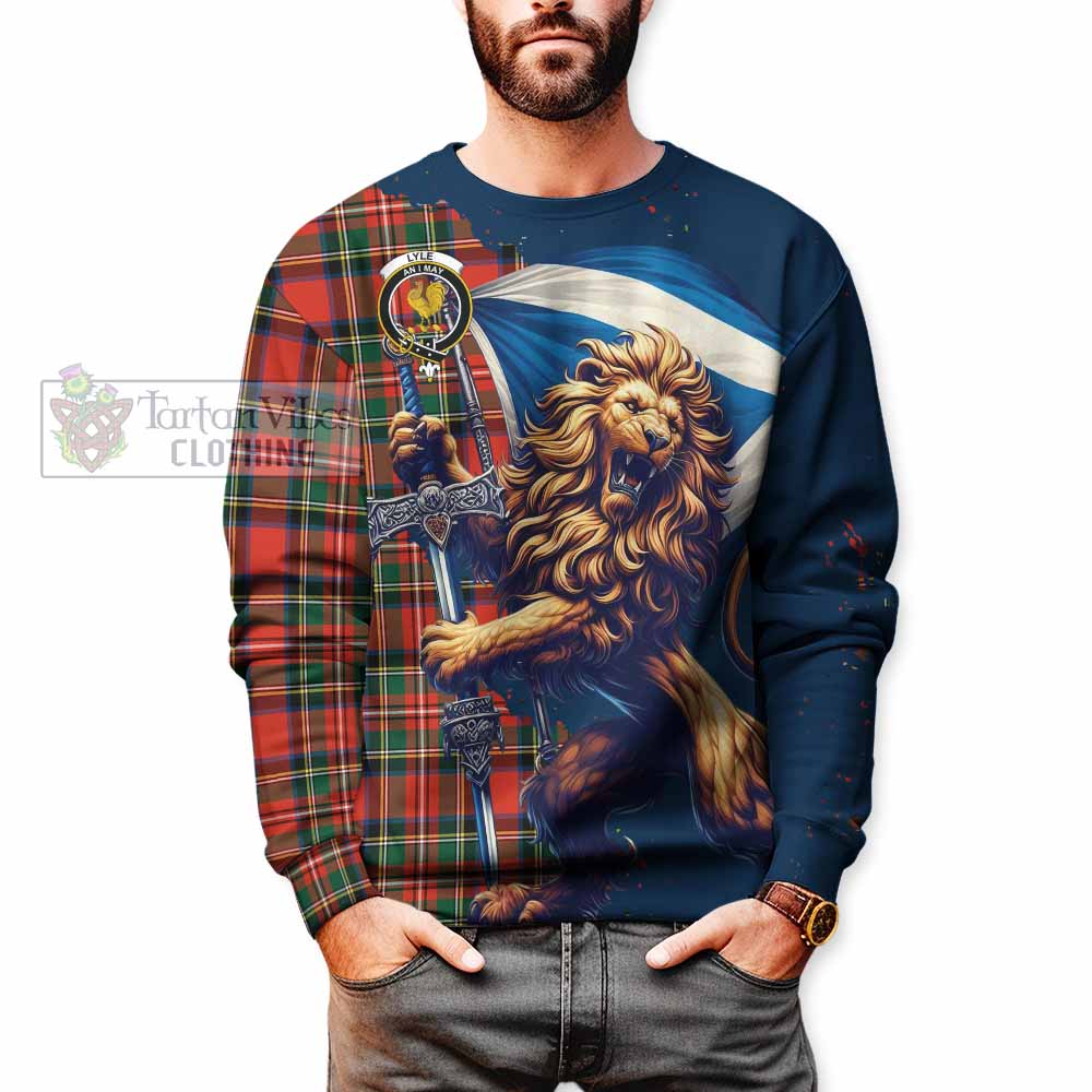 Lyle Tartan Family Crest Sweatshirt with Scottish Majestic Lion - Tartan Vibes Clothing