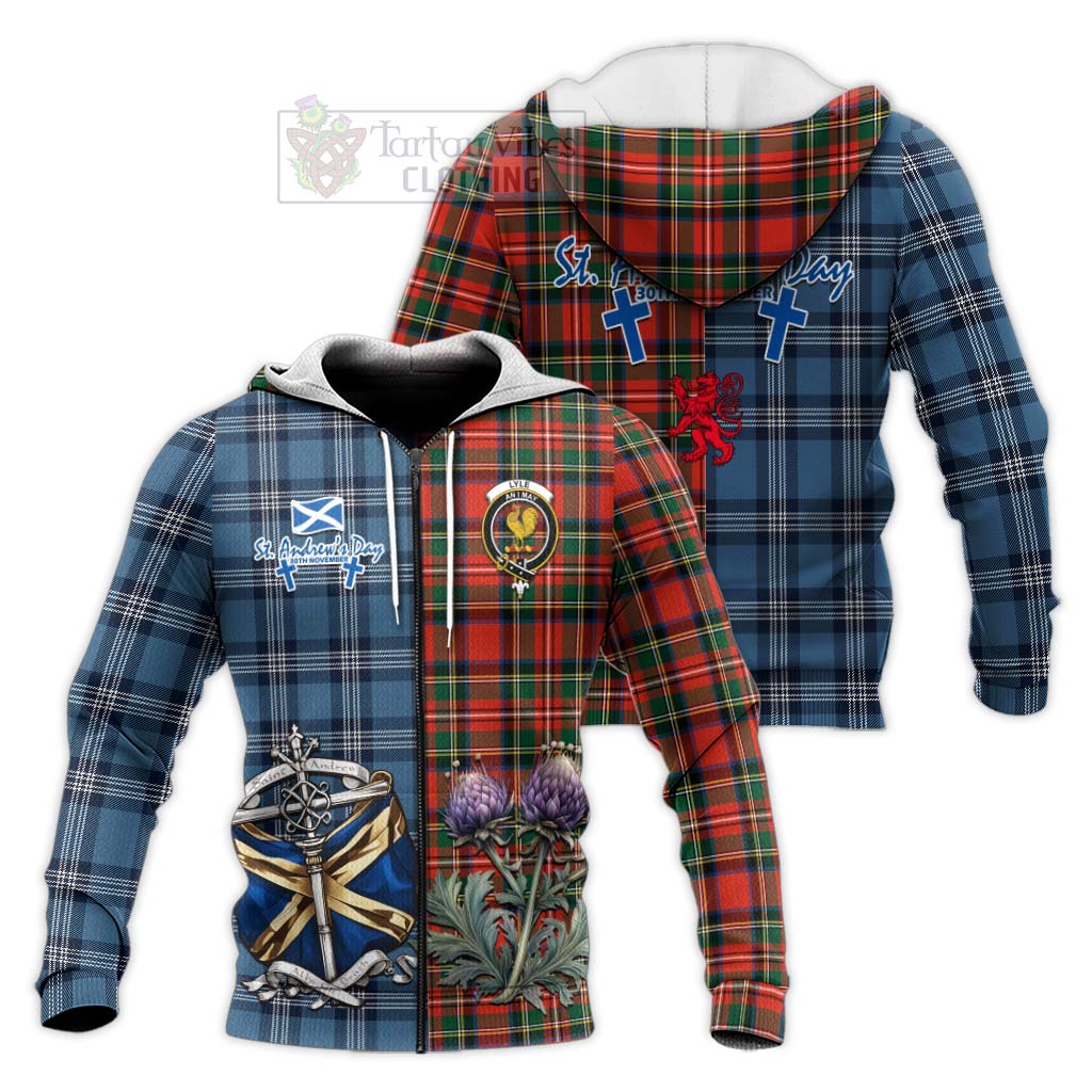 Lyle Tartan Knitted Hoodie Happy St. Andrew's Day Half Tartan Style Unisex Knitted Zip Hoodie - Tartan Vibes Clothing