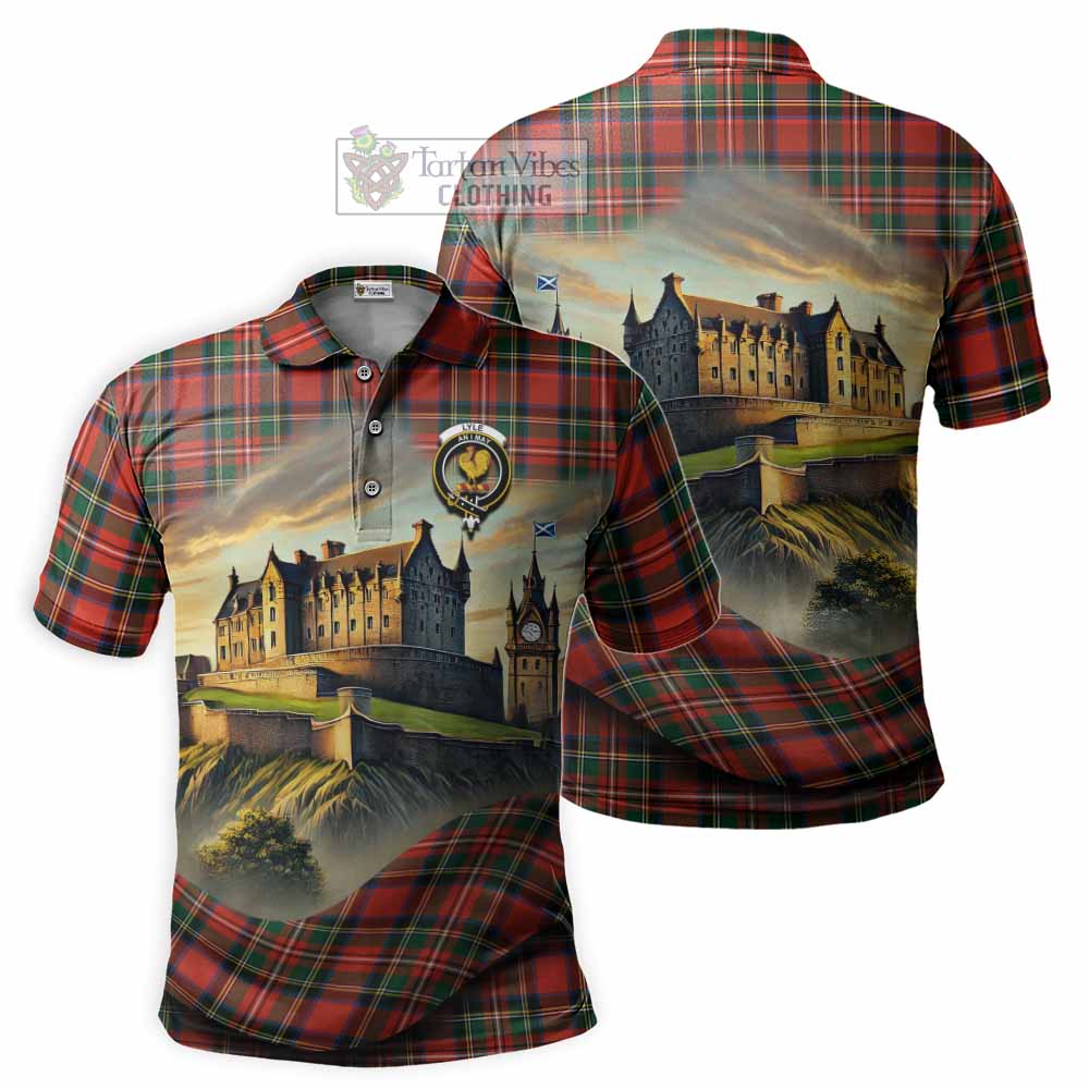 Lyle Tartan Family Crest Polo Shirt with Scottish Ancient Castle Style - Tartan Vibes Clothing