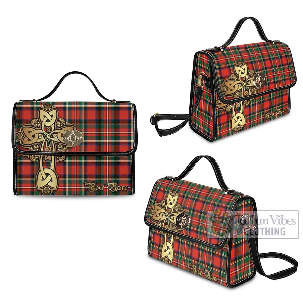 Tartan Vibes Clothing Lyle Tartan Waterproof Canvas Bag Golden Thistle Celtic Cross Style
