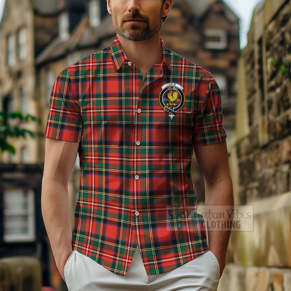 Lyle Tartan Hawaiian Shirt with Family Crest Celtic Skull Style - Tartan Vibes Clothing