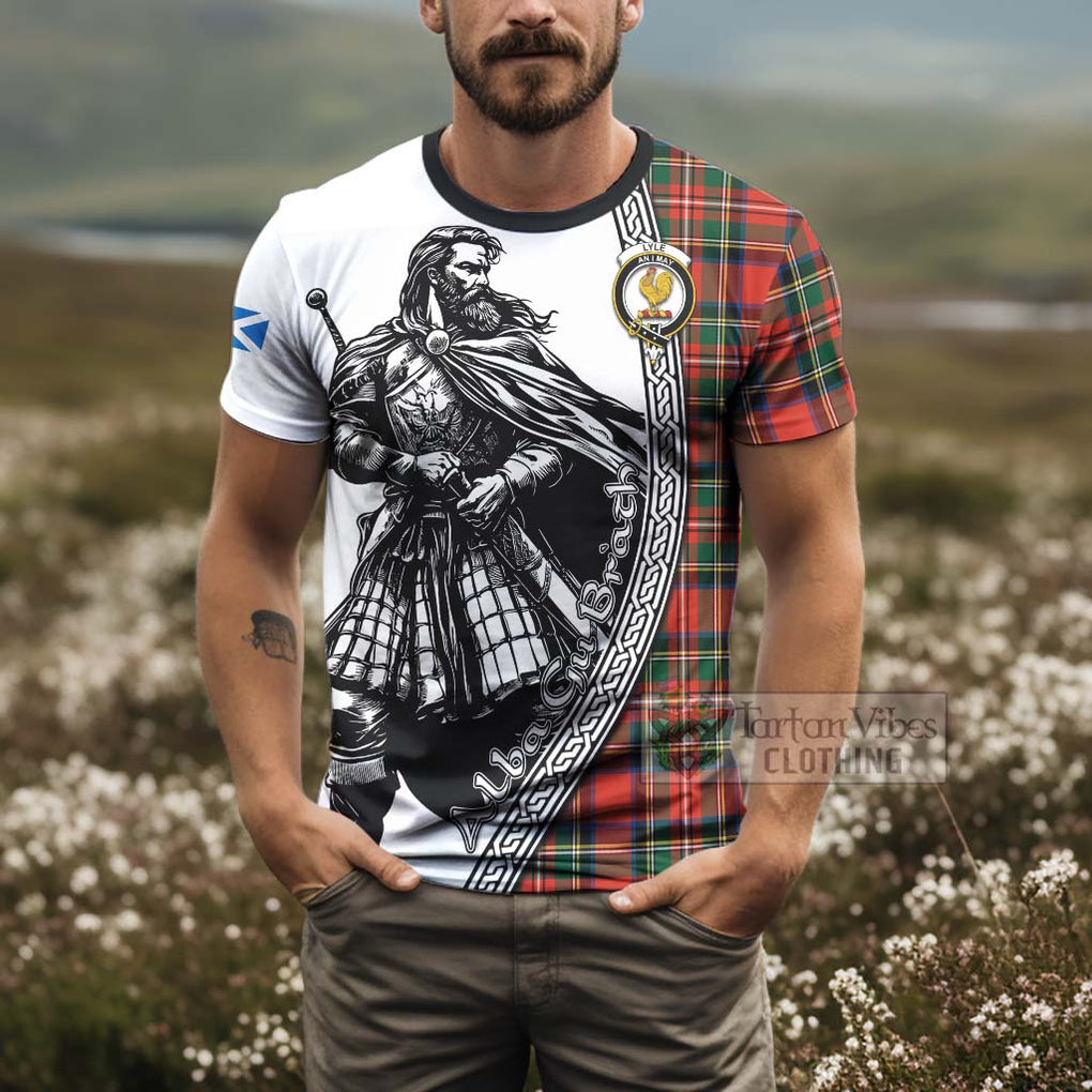 Lyle Tartan Clan Crest T-Shirt with Highlander Warrior Celtic Style - Tartan Vibes Clothing
