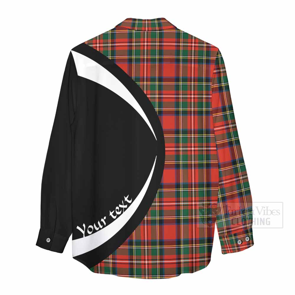 Lyle Tartan Women's Casual Shirt with Family Crest Circle Style - Tartan Vibes Clothing