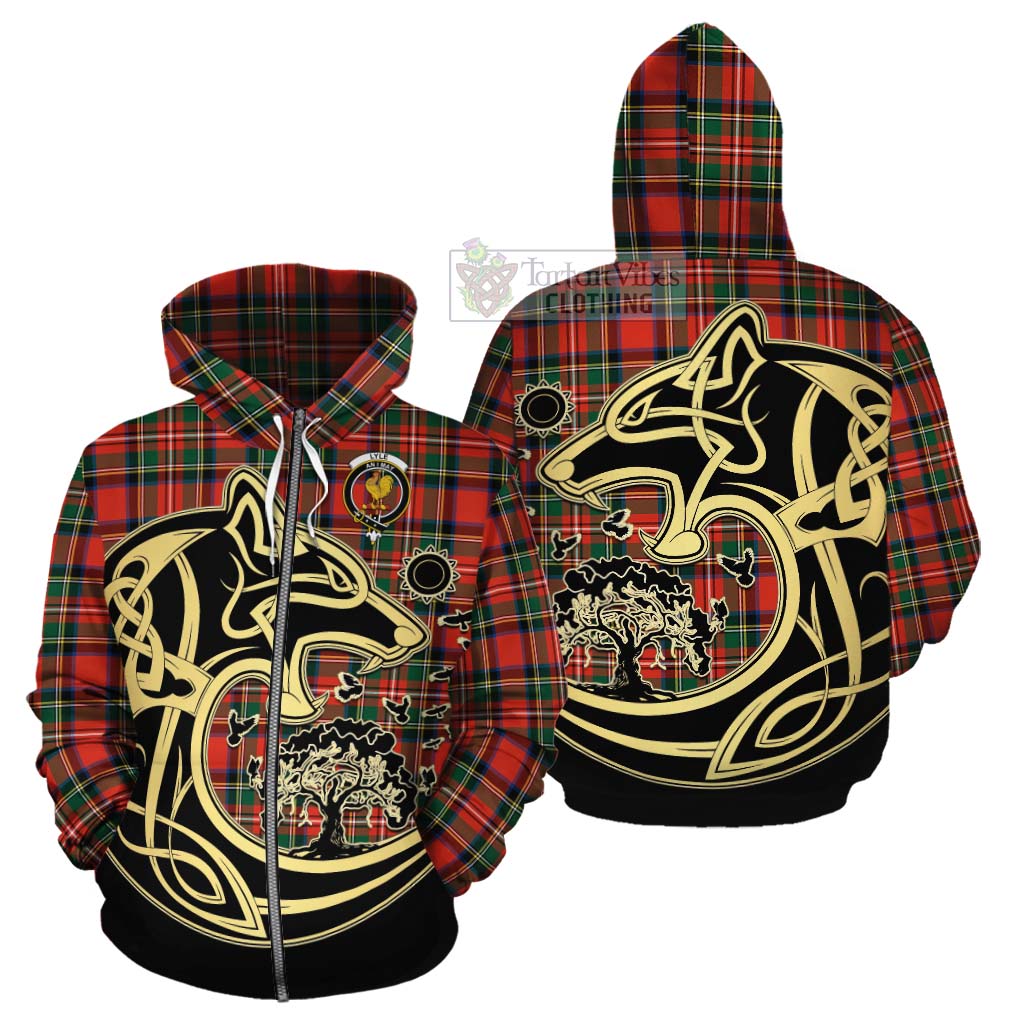 Lyle Tartan Cotton Hoodie with Family Crest Celtic Wolf Style - Tartan Vibes Clothing