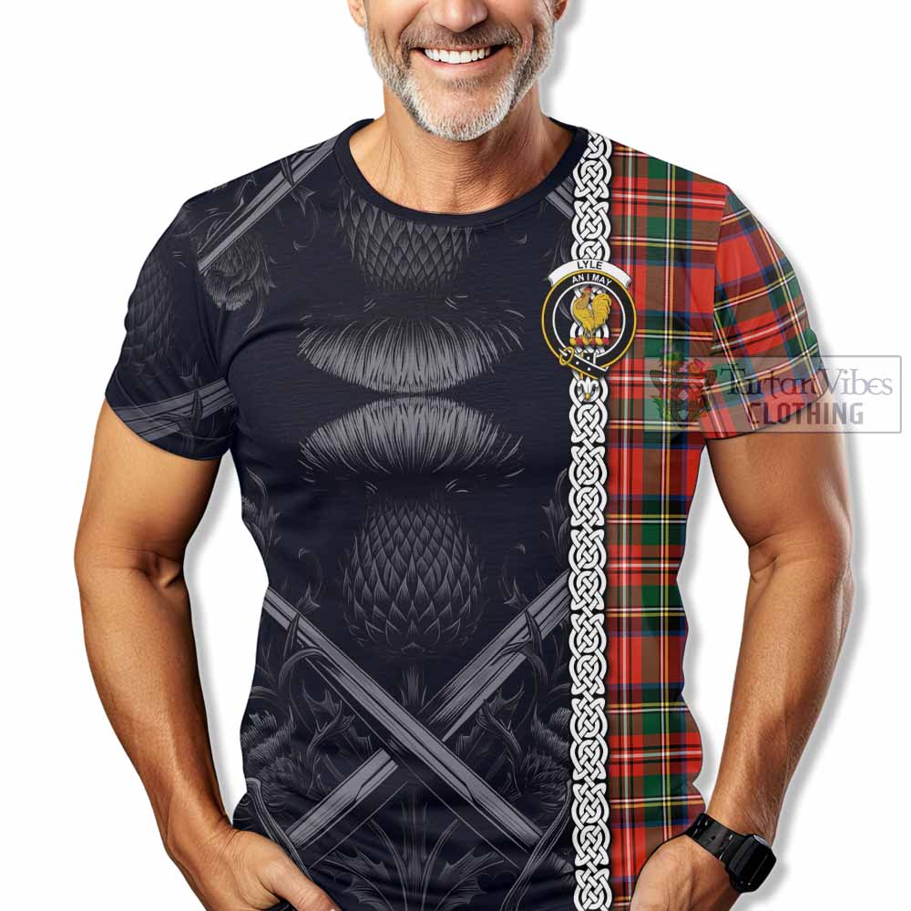 Lyle Tartan T-Shirt with Family Crest Cross Sword Thistle Celtic Vibes - Tartan Vibes Clothing