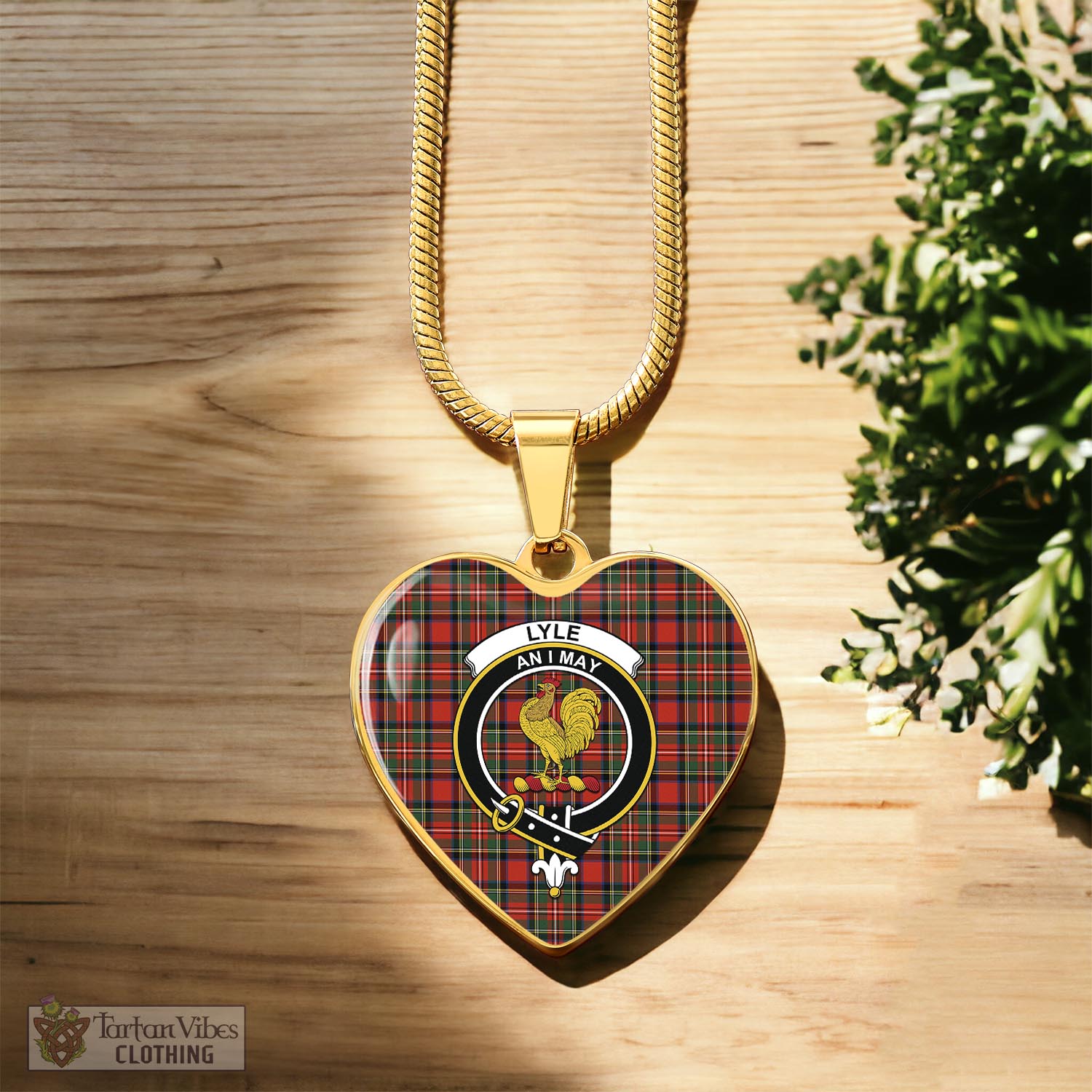 Lyle Tartan Heart Necklace with Family Crest Luxury Necklace (Gold) No - Tartan Vibes Clothing
