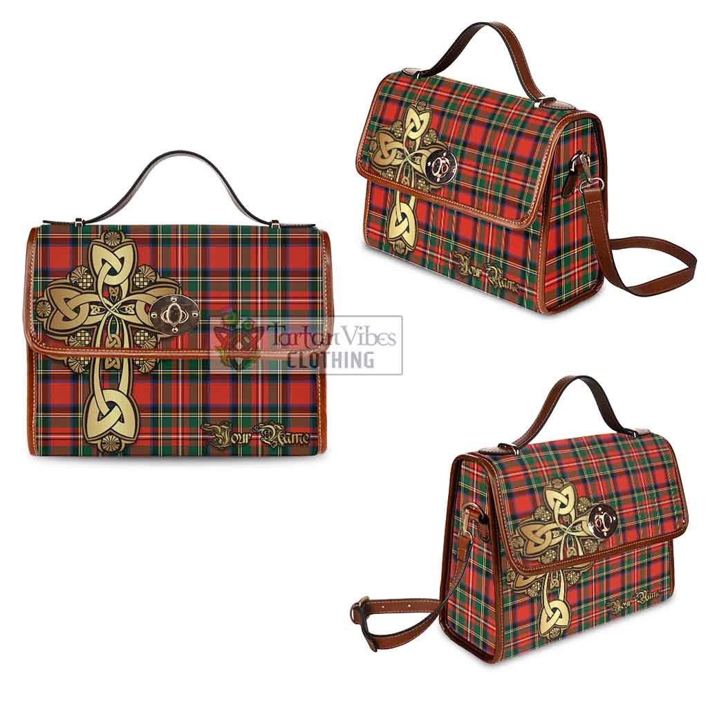 Tartan Vibes Clothing Lyle Tartan Waterproof Canvas Bag Golden Thistle Celtic Cross Style