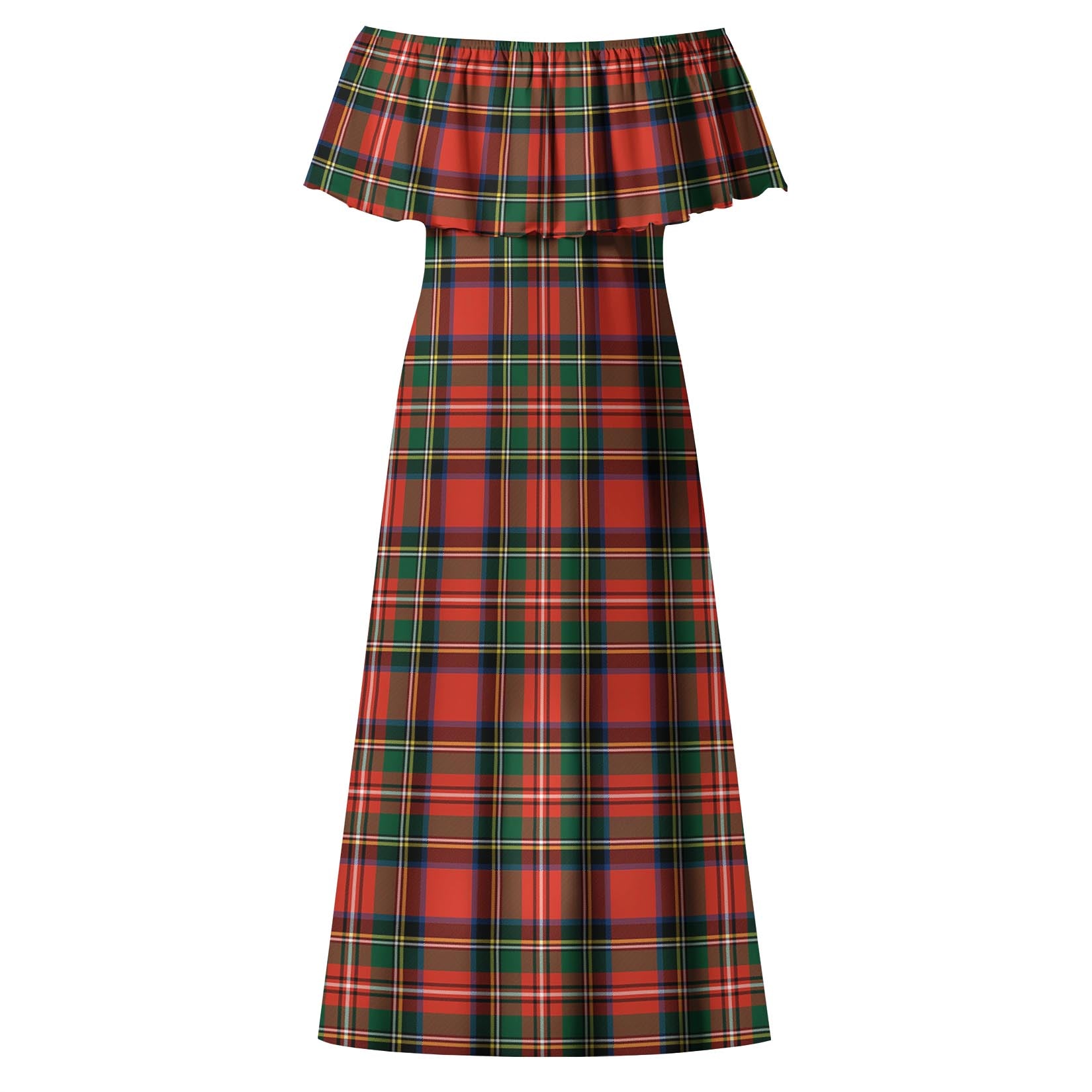 Lyle Tartan Off Shoulder Long Dress - Tartan Vibes Clothing