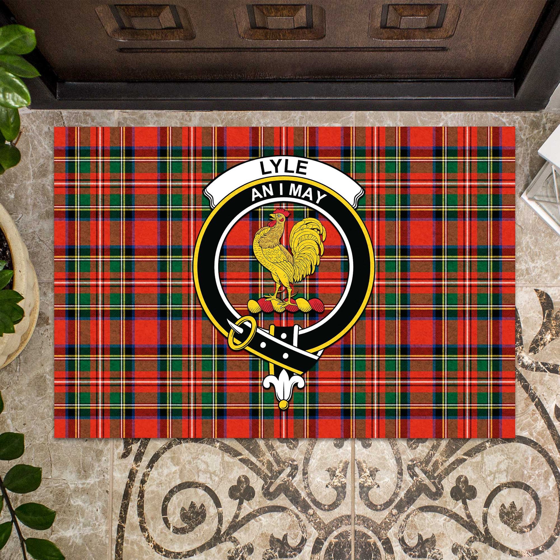 Lyle Tartan Rubber Doormat with Family Crest - Tartan Vibes Clothing