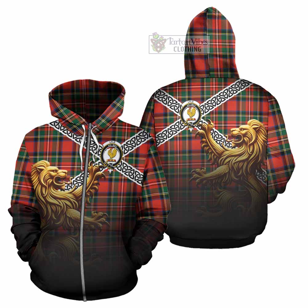 Lyle Crest Tartan Hoodie with Golden Lion Emblem Celtic Style Zip Hoodie - Tartan Vibes Clothing