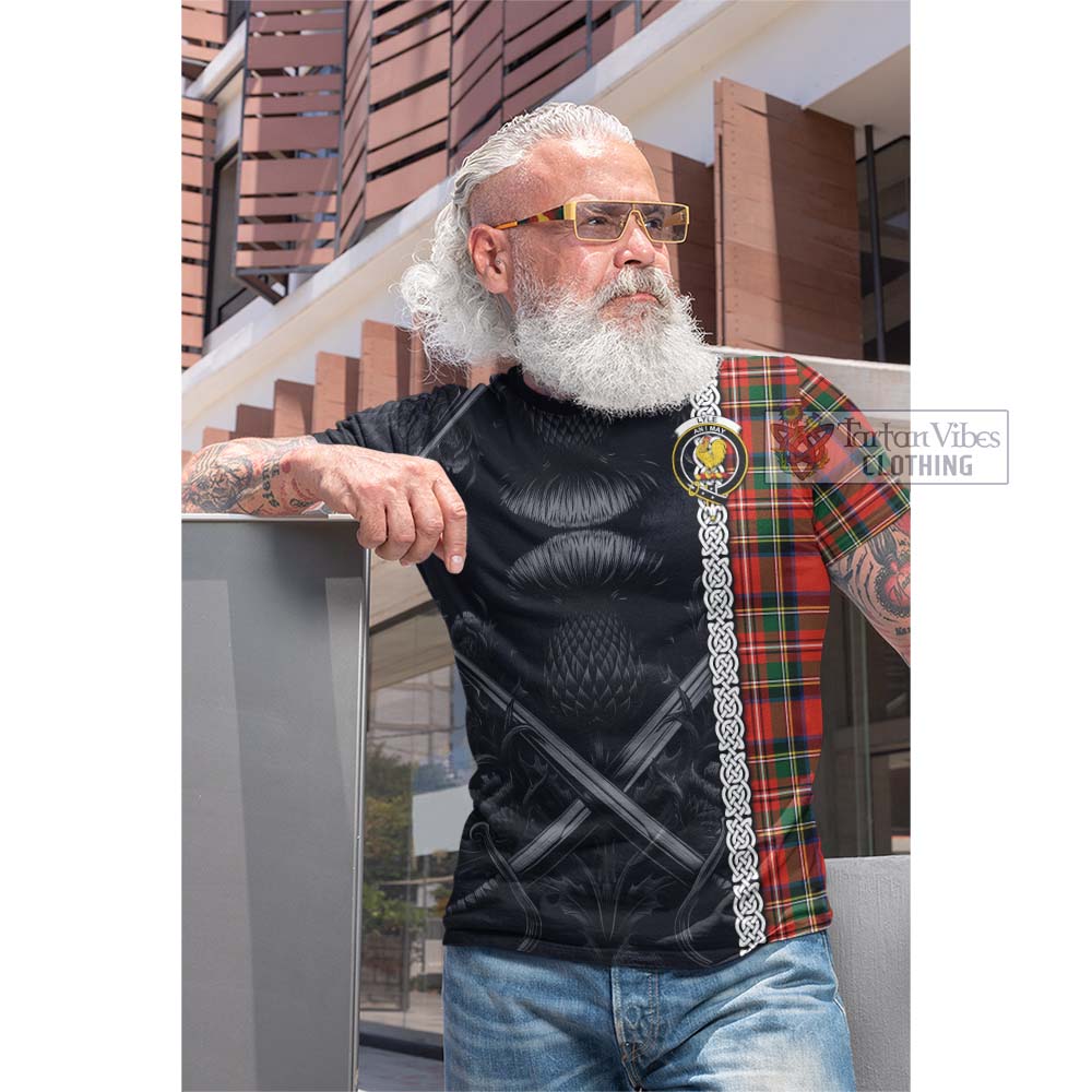 Lyle Tartan Cotton T-shirt with Family Crest Cross Sword Thistle Celtic Vibes - Tartan Vibes Clothing