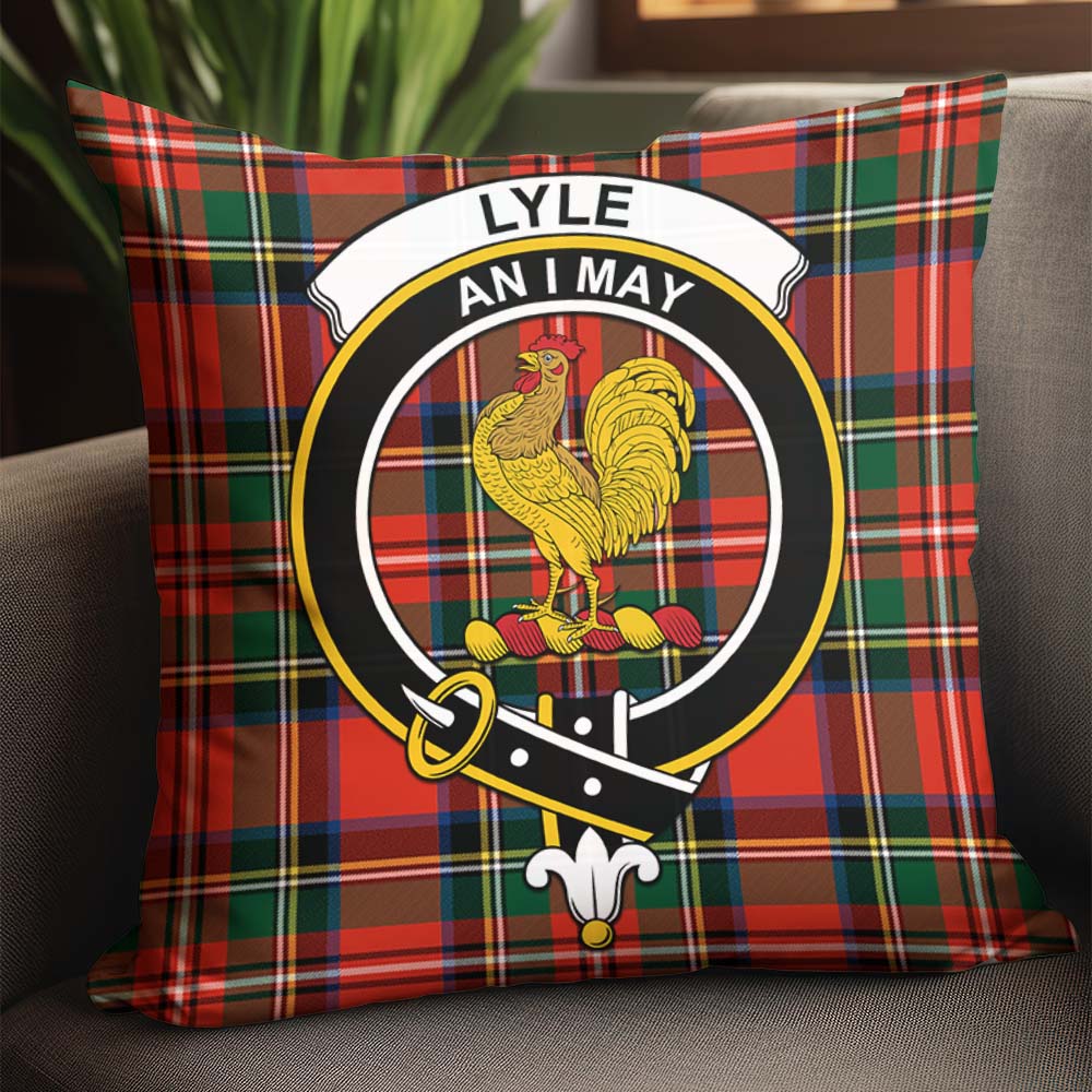 Lyle Tartan Pillow Cover with Family Crest - Tartan Vibes Clothing