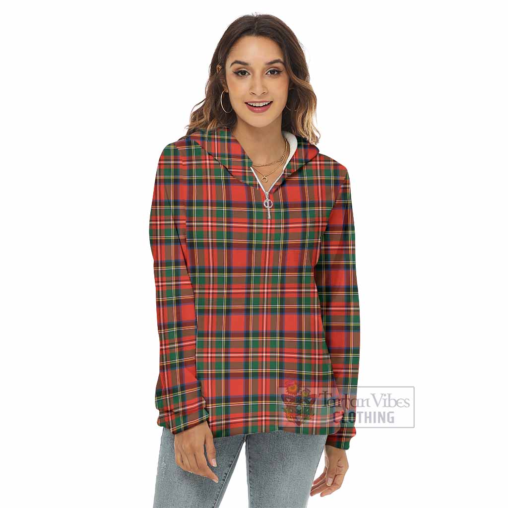 Lyle Tartan Women's Borg Fleece Hoodie with Half Zip - Tartan Vibes Clothing