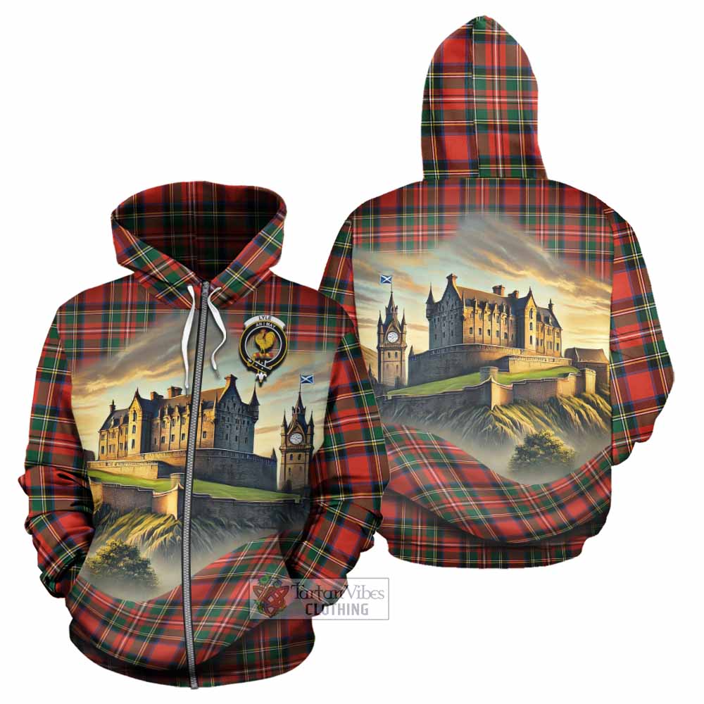 Lyle Tartan Family Crest Hoodie with Scottish Ancient Castle Style Zip Hoodie - Tartan Vibes Clothing