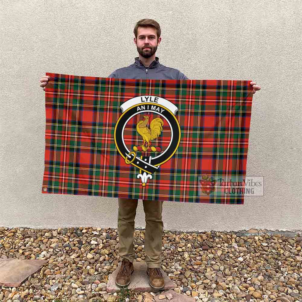 Tartan Vibes Clothing Lyle Tartan House Flag with Family Crest