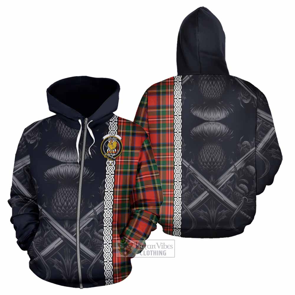 Lyle Tartan Hoodie with Family Crest Cross Sword Thistle Celtic Vibes Zip Hoodie - Tartan Vibes Clothing