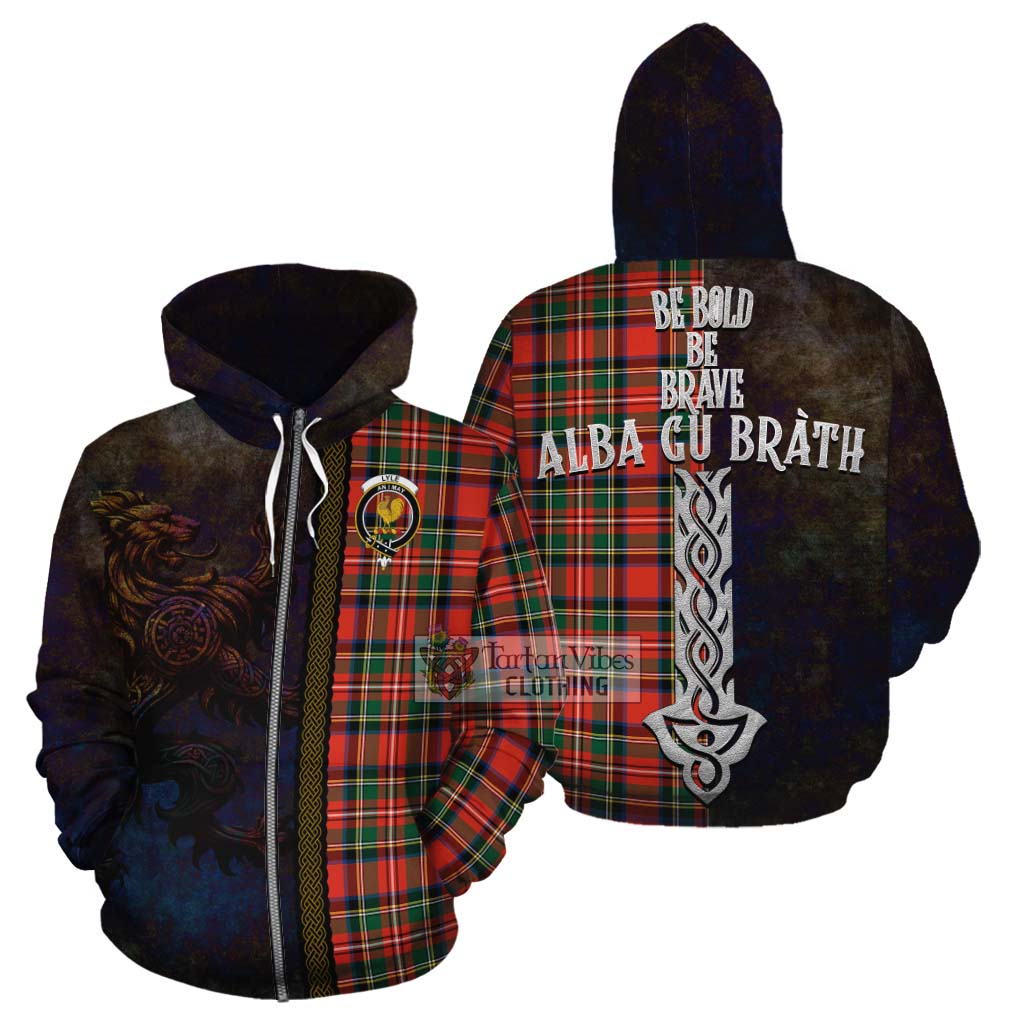 Tartan Vibes Clothing Lyle Tartan Family Crest Cotton Hoodie Alba Gu Brath Be Brave Lion Ancient Style