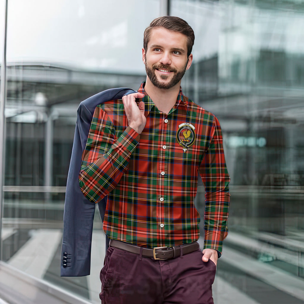 Lyle Tartan Long Sleeve Button Up Shirt with Family Crest - Tartan Vibes Clothing