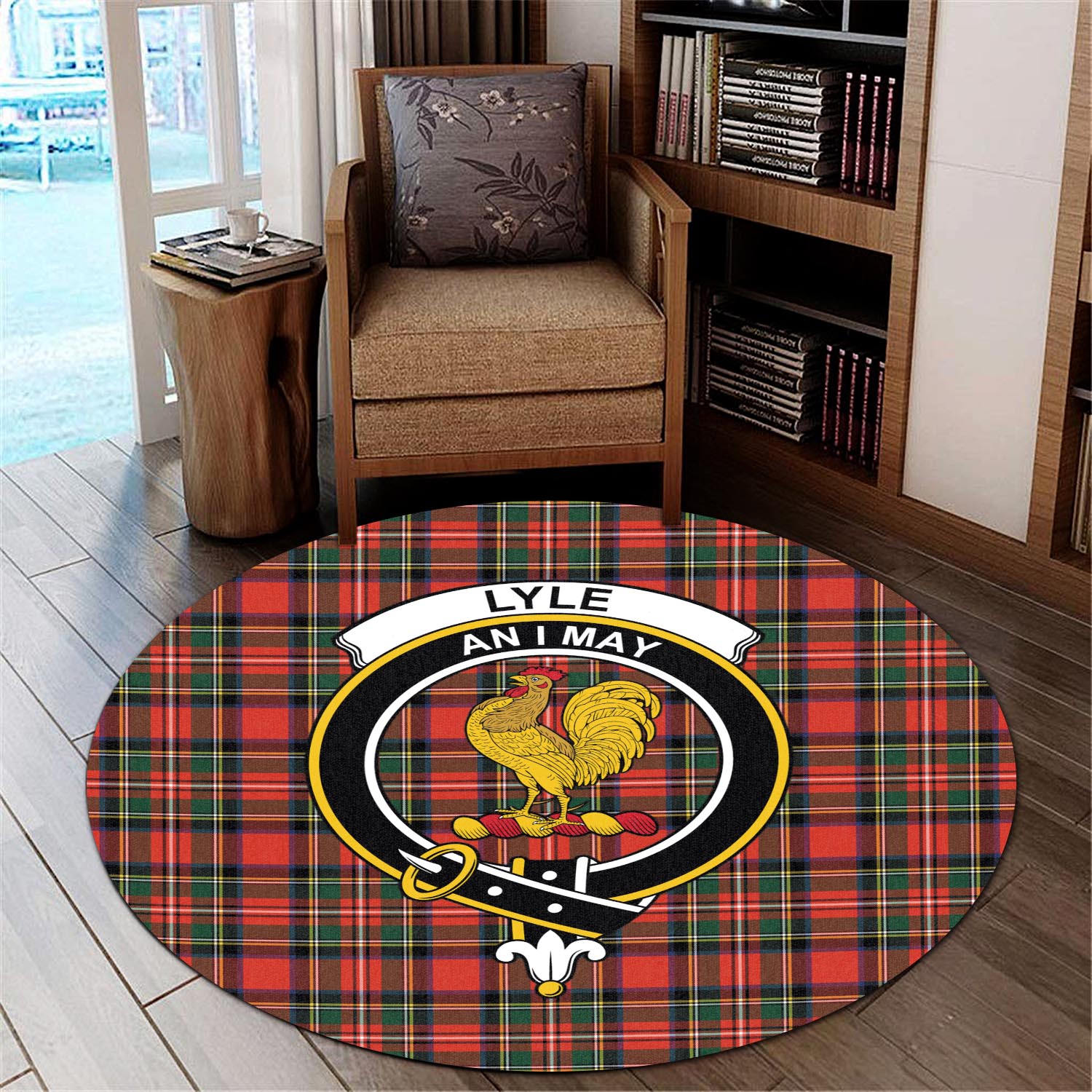 Lyle Tartan Round Rug with Family Crest - Tartan Vibes Clothing