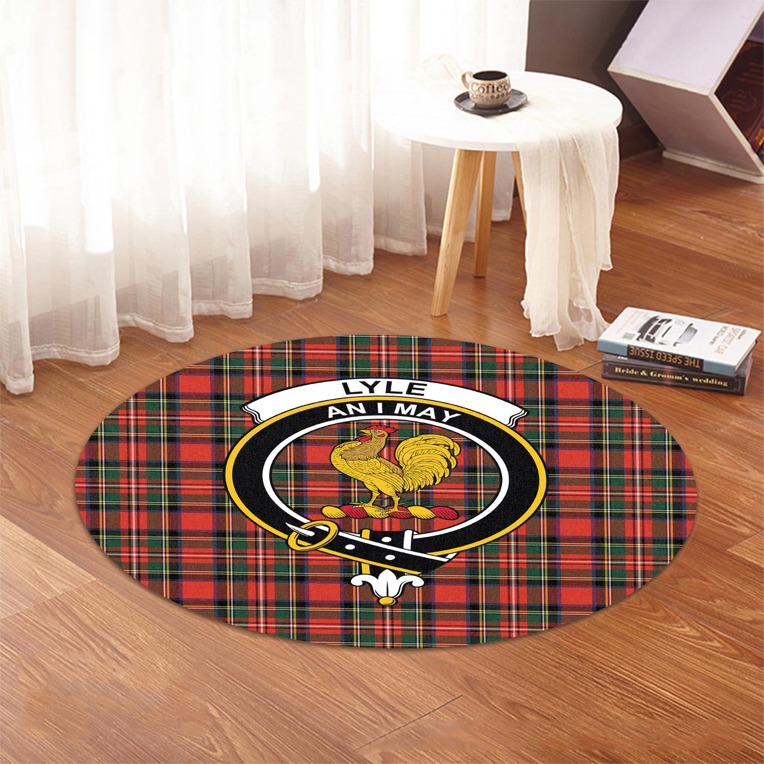 Lyle Tartan Round Rug with Family Crest - Tartan Vibes Clothing