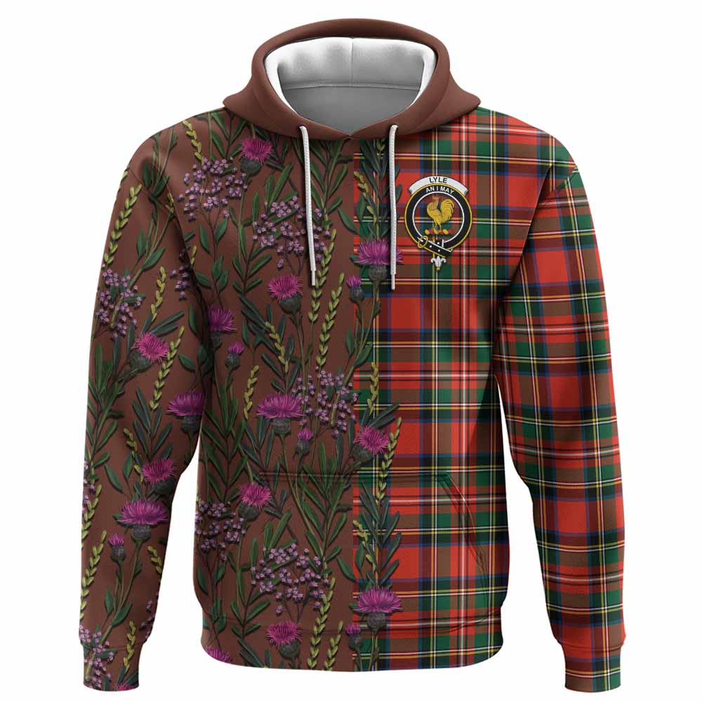 Lyle Family Crest Tartan Hoodie Scottish Thistle Flower Pattern Half Style - Tartan Vibes Clothing
