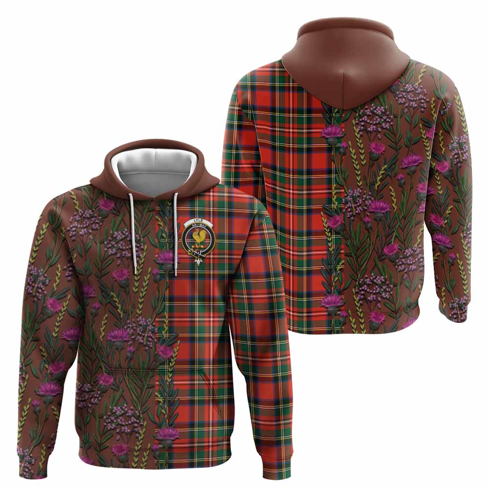 Lyle Family Crest Tartan Hoodie Scottish Thistle Flower Pattern Half Style - Tartan Vibes Clothing