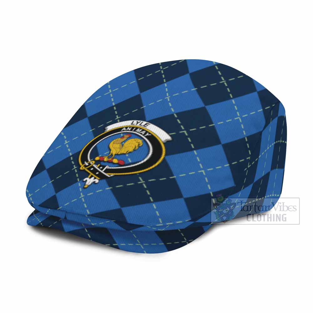 Lyle Scottish Family Crest Flat Cap, Jeff Cap Navy Argyle Classic Style - Tartan Vibes Clothing