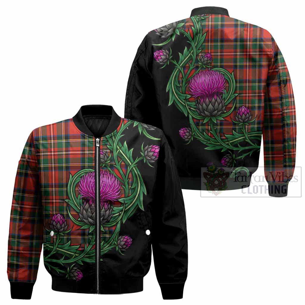 Lyle Tartan Bomber Jacket Resilient Scottish Thistle - Tartan Vibes Clothing