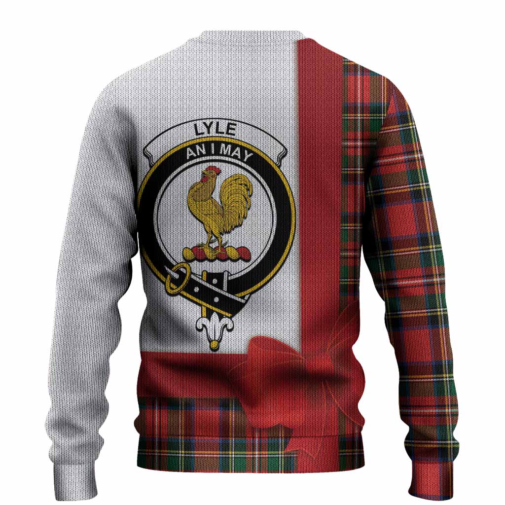 Lyle Tartan Crest Christmas Christmas Ugly Sweater Highland Cow Bagpipes Coquette Bow Style