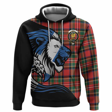 Lyle Tartan Crest Hoodie Scottish Golden Lions Wave Flow