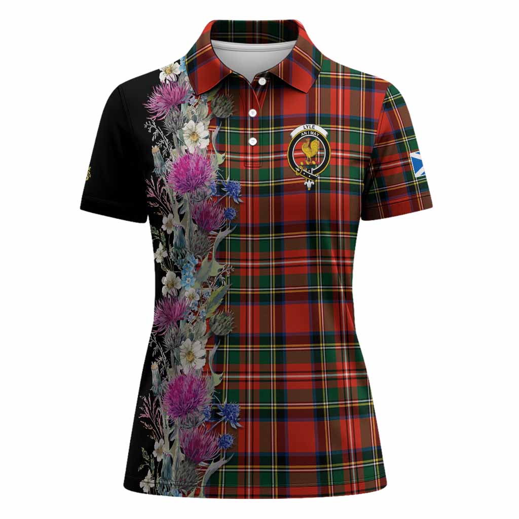 Lyle Tartan Crest Thistle Floral Women Polo Shirt