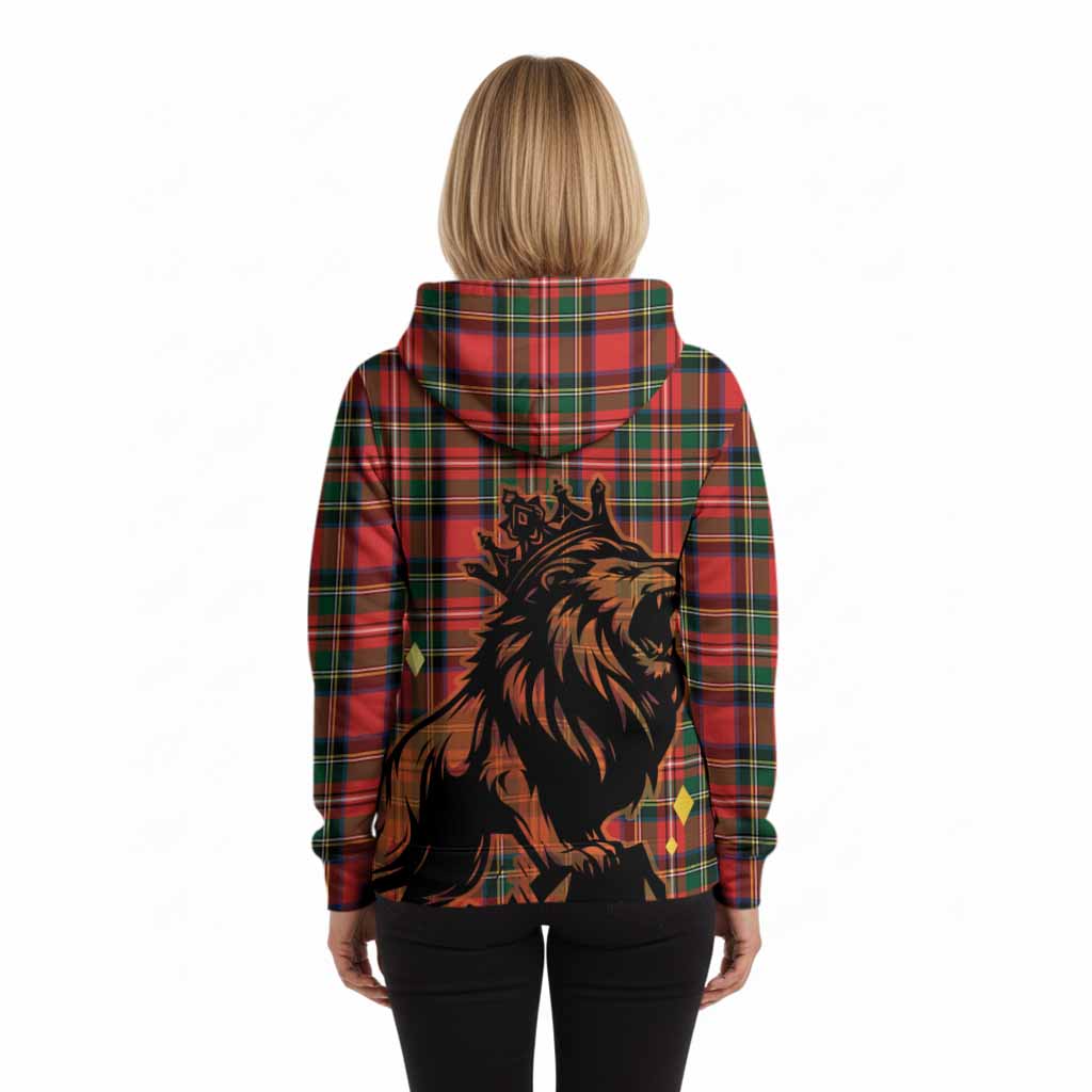 Lyle Tartan Family Crest Hoodie Crowned Lion Roaring