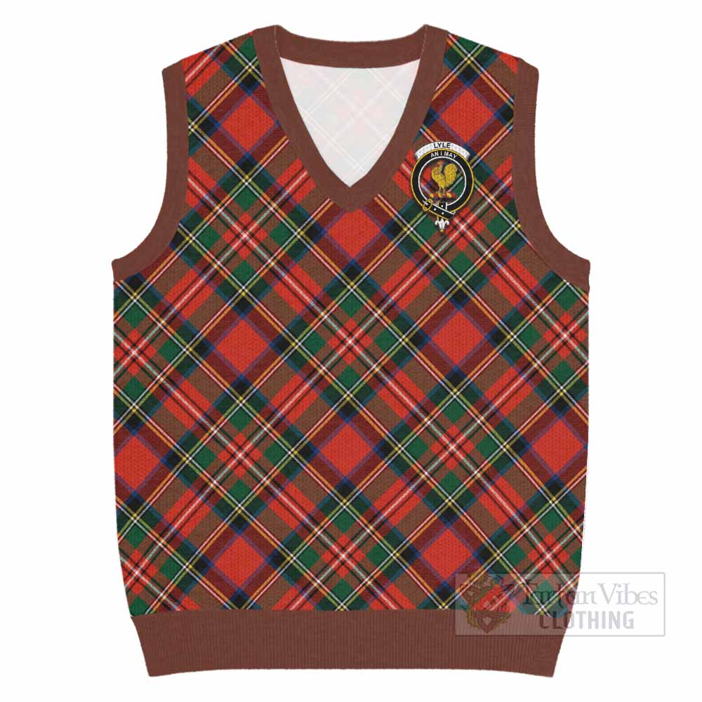 Lyle Tartan Knitted V-Neck Vest with Family Crest Cross Style