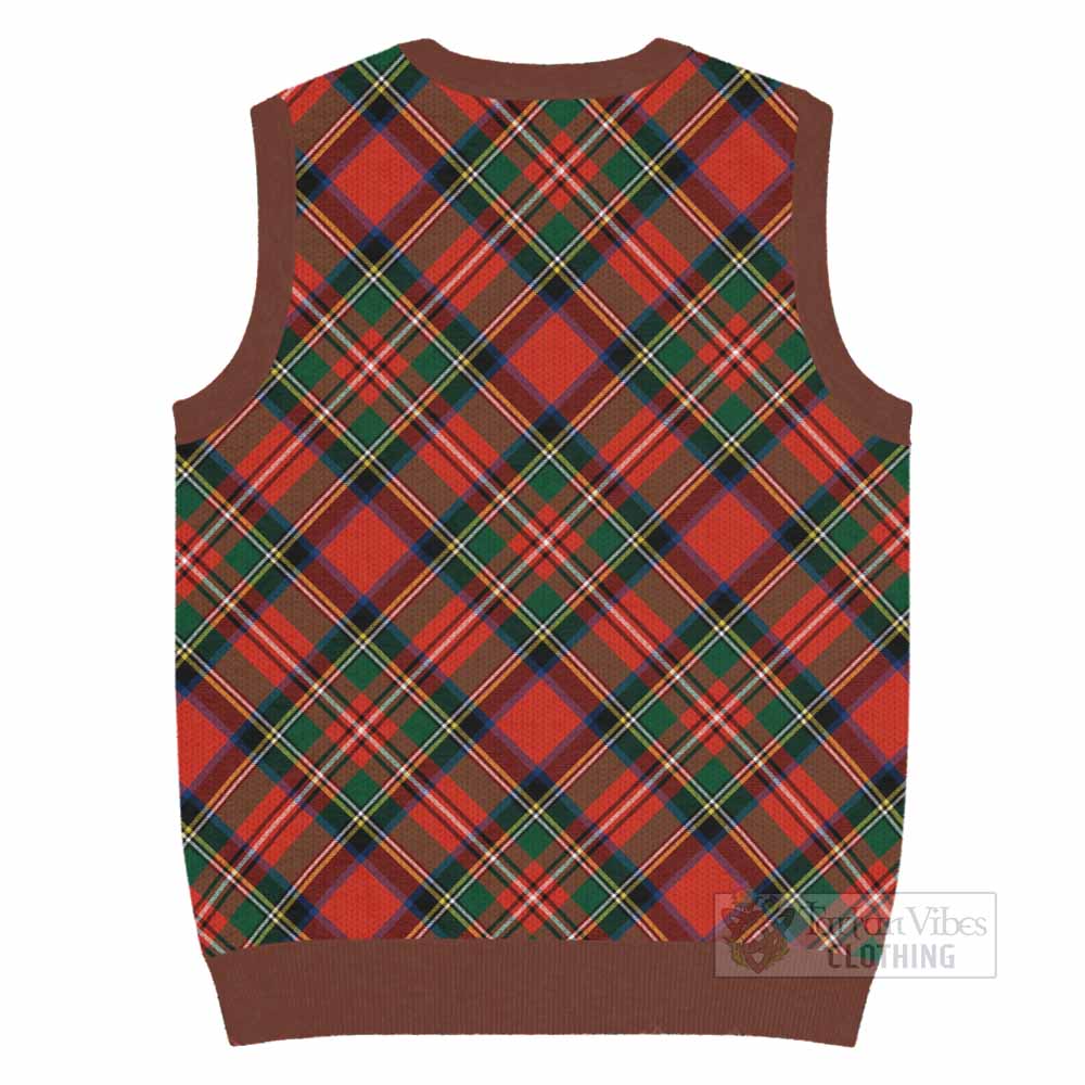 Lyle Tartan Knitted V-Neck Vest with Family Crest Cross Style