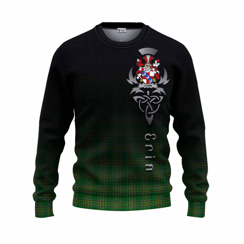 Tartan Vibes Clothing Lynam Irish Clan Knitted Sweater with Coat of Arms Erin Go Bragh Celtic Inspired