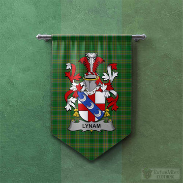 Lynam Irish Clan Tartan Gonfalon, Tartan Banner with Coat of Arms