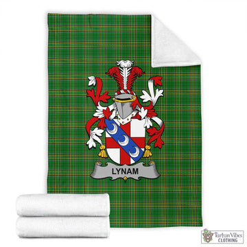 Tartan Vibes Clothing Lynam Irish Clan Tartan Blanket with Coat of Arms
