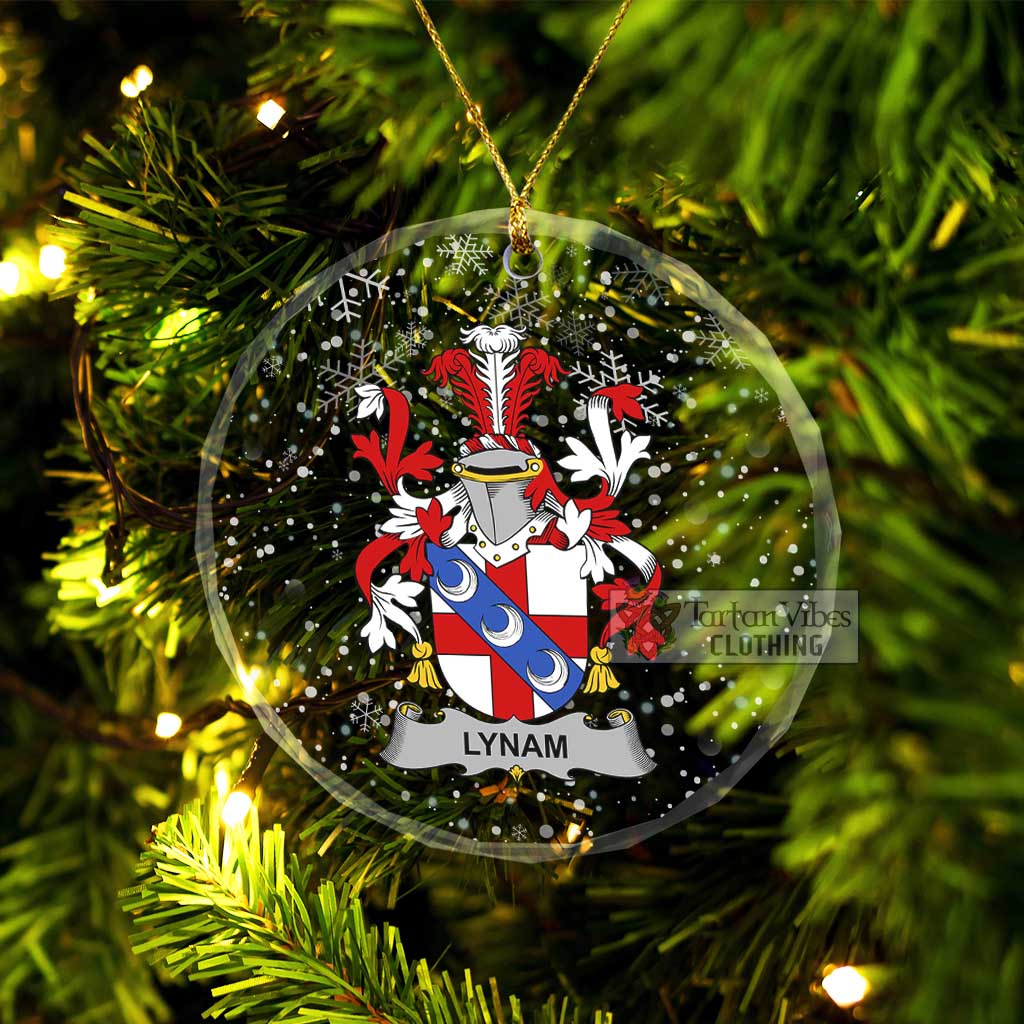 Lynam Irish Clan Christmas Glass Ornament with Coat of Arms Transparent Glass Circle - 2D-tartanvibesclothing