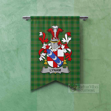 Lynam Irish Clan Tartan Gonfalon, Tartan Banner with Coat of Arms